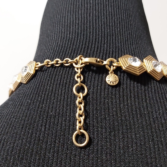 J.Crew gold tone with rhinestones statement neckalce, 17 5/8" - Picture 4 of 6